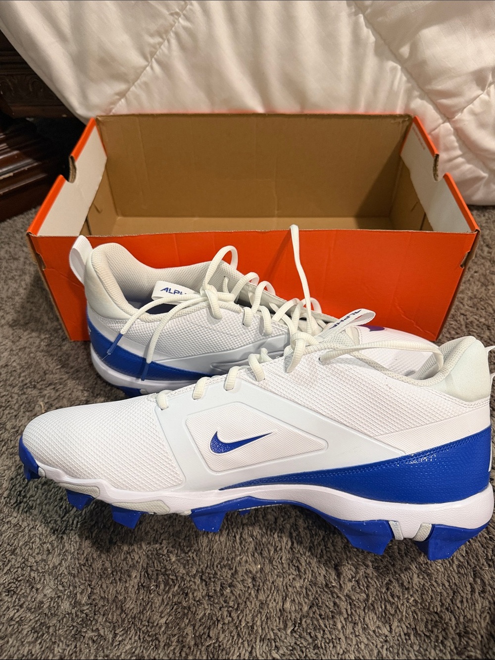 Nike White and Blue Cleats